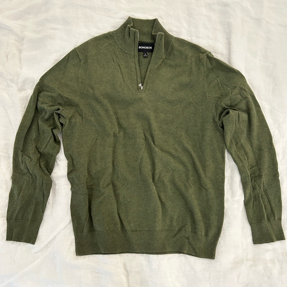 Bonobos Forest Green Zip-Up Sweater